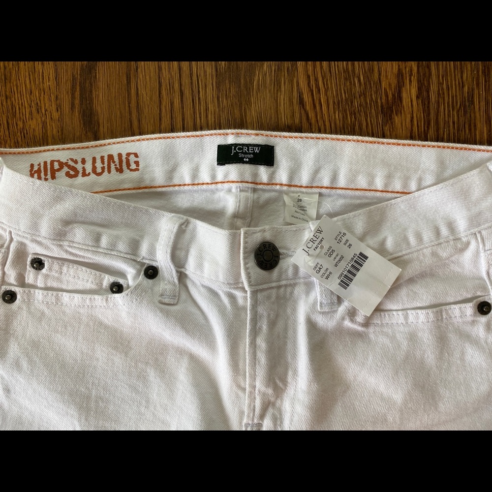 J Crew Hipslung Stretch White Jeans